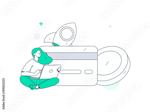 Internet financial management investment flat vector concept operation hand drawn illustration
