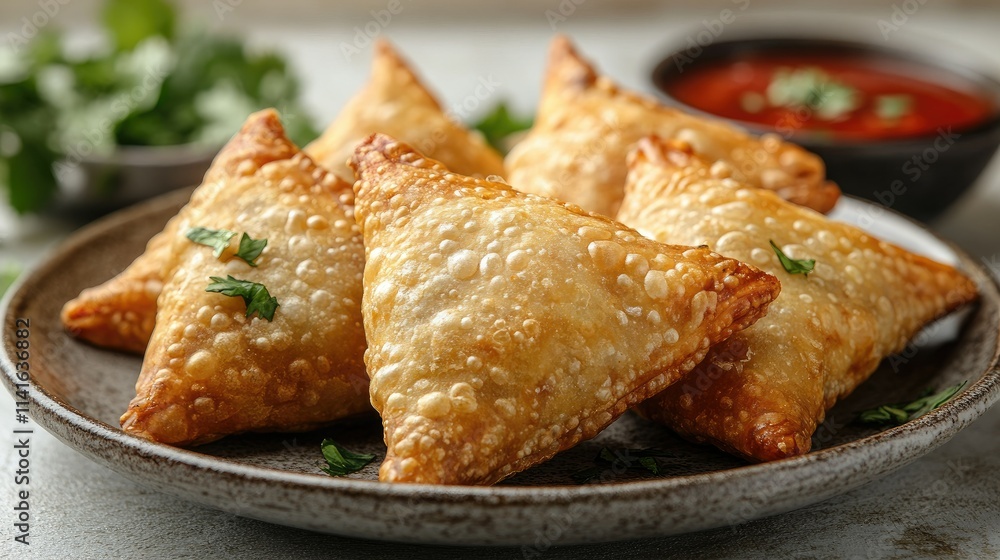 Indian snack food. Onion samosa isolated on a white background. Indian snack food. Onion samosa isolated on a white background.