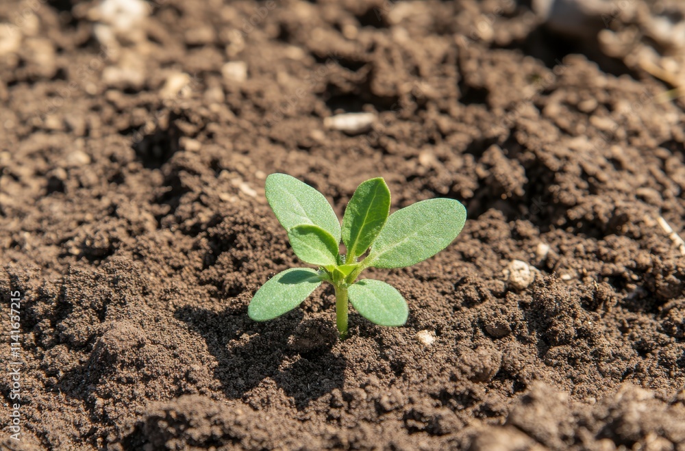 Fresh Green Seedling Emerging from Dark Soil, Symbolizing Growth and New Beginnings in Nature's Cycle of Life and Agriculture Under Bright Sunlight Fresh Green Seedling Emerging from Dark Soil, Symbolizing Growth and New Beginnings in Nature's Cycle of Life and Agriculture Under Bright Sunlight
