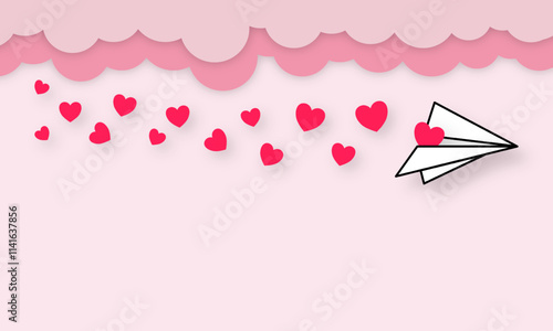 valentine card with hearts papercut background