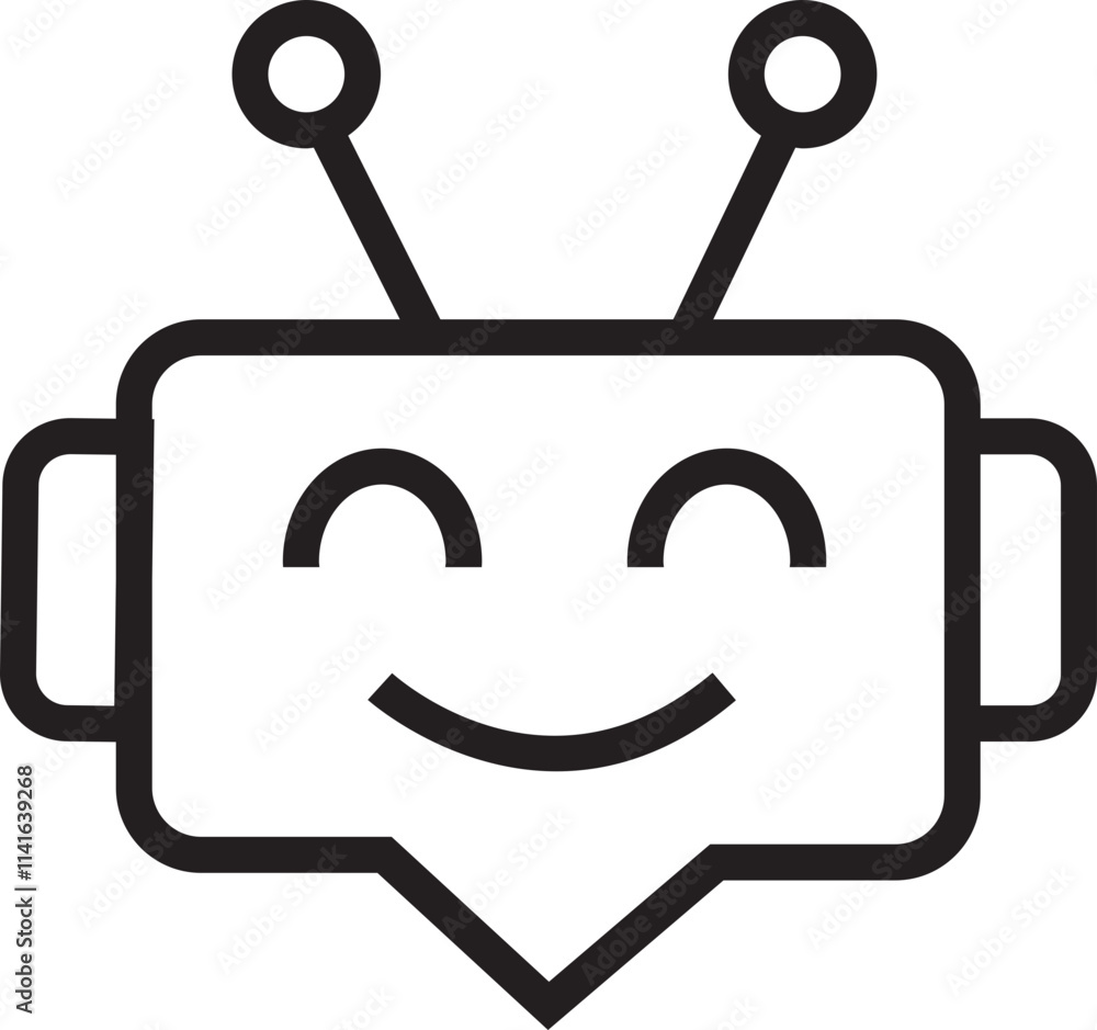 Chatbot icon in line style. Robot assistant sign. Assistant ai message service. Robot head in speech bubble. Online customer support service bot logo for web design isolated on transparent background. Chatbot icon in line style. Robot assistant sign. Assistant ai message service. Robot head in speech bubble. Online customer support service bot logo for web design isolated on transparent background.