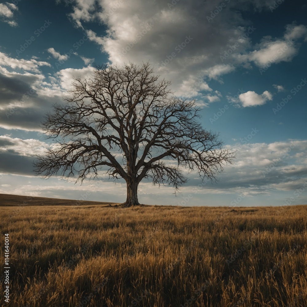 A lone tree in a vast field. A lone tree in a vast field.
