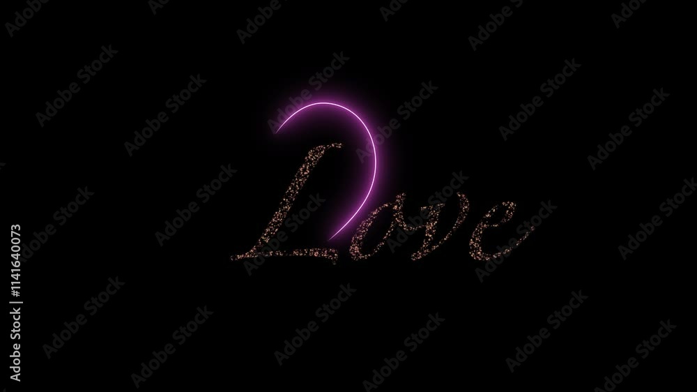animated video of neon heart shape and colorful love text on black background, 4k video animated video of neon heart shape and colorful love text on black background, 4k video
