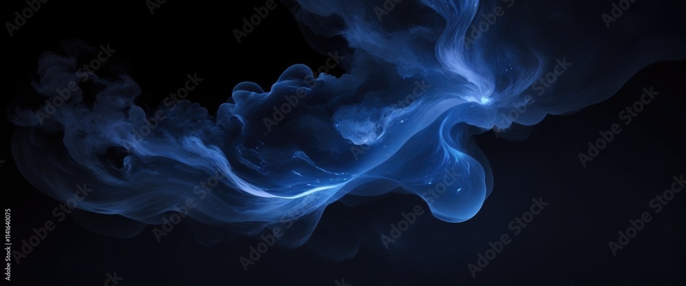 Obraz premium Abstract nebula smoke fire in Gray and Blue light isolated on a black background