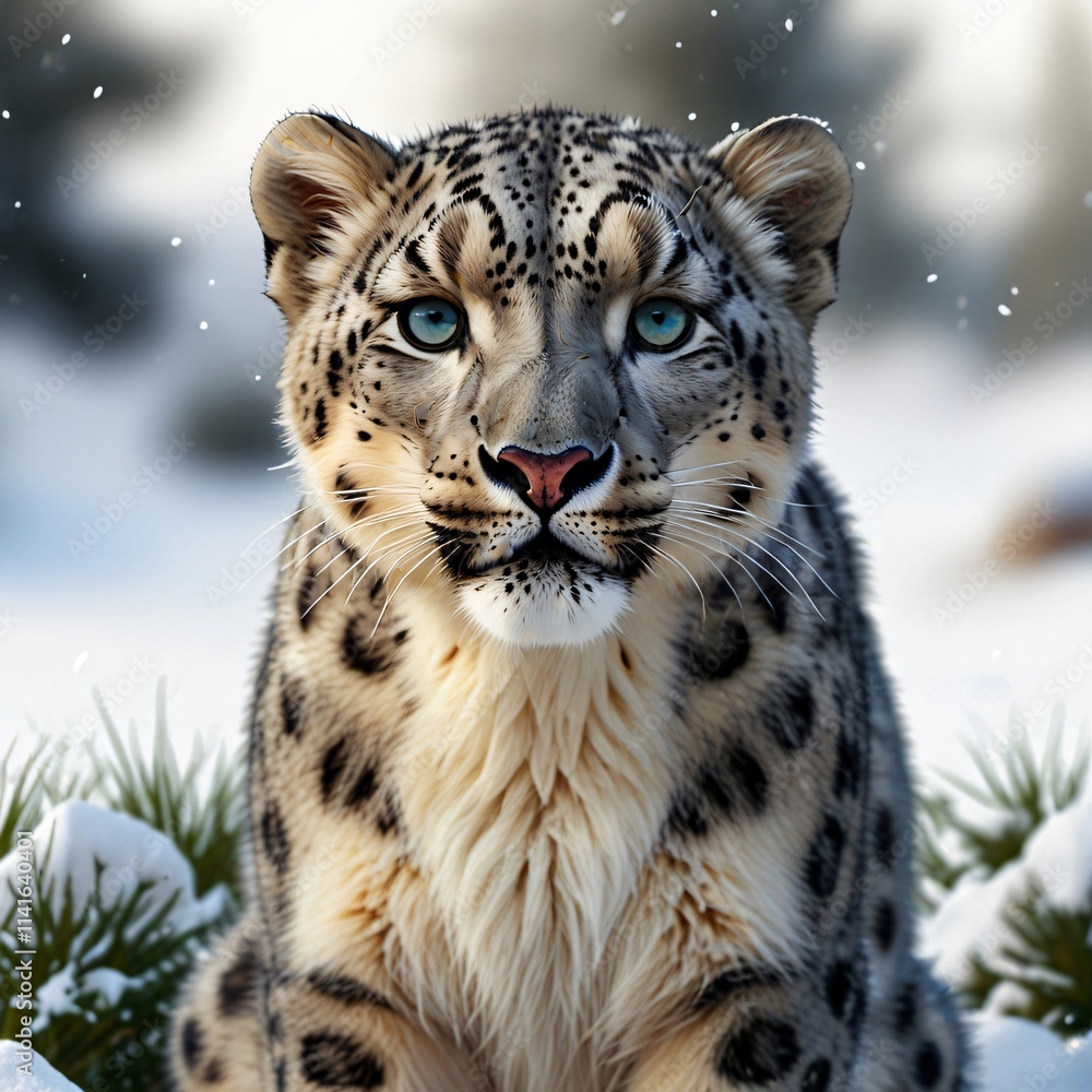 Fototapeta premium a snow leopard face