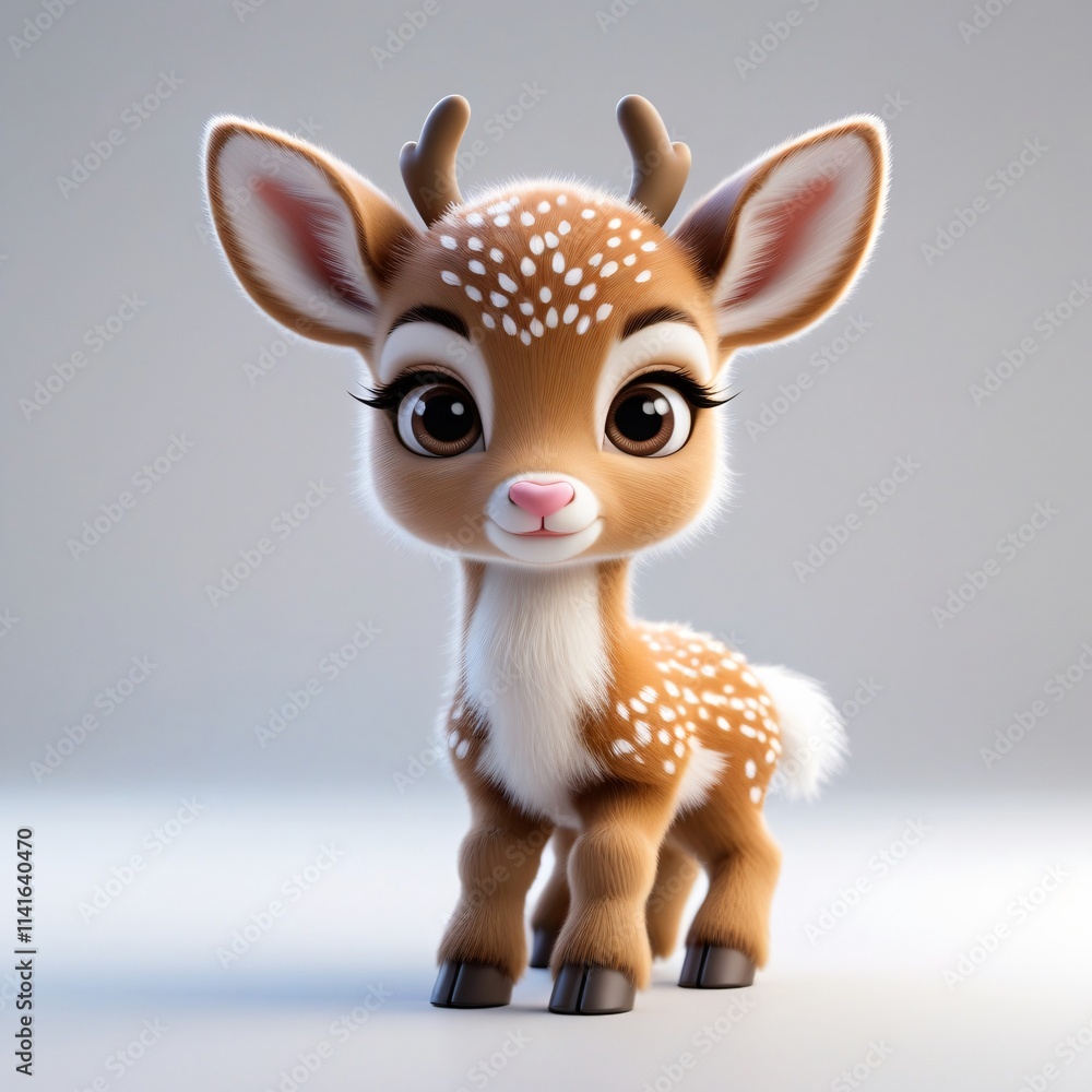 Naklejka premium Adorable fluffy 3D deer fawn