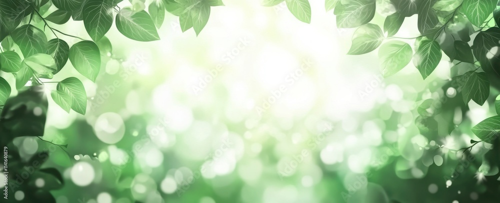 Lush Green Leaves Framing Soft Bokeh Light Background, Natural Serenity Ideal for Nature Themed Projects and Refreshing Visual Representations Lush Green Leaves Framing Soft Bokeh Light Background, Natural Serenity Ideal for Nature Themed Projects and Refreshing Visual Representations