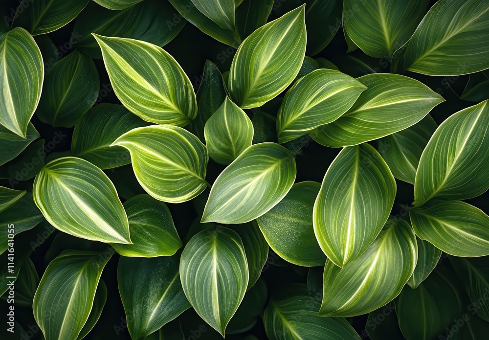 Lush Green Leaves with Striking Variegation Creating a Beautiful Natural Pattern in a Tropical Setting, Ideal for Nature-Themed Projects and Designs Lush Green Leaves with Striking Variegation Creating a Beautiful Natural Pattern in a Tropical Setting, Ideal for Nature-Themed Projects and Designs