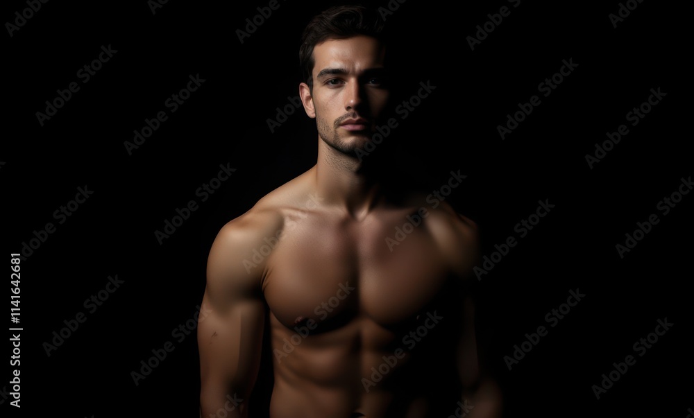 Muscular man in dramatic lighting Muscular man in dramatic lighting
