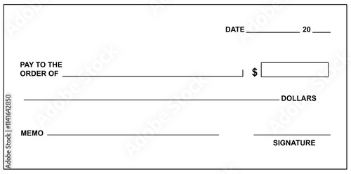 Blank Check template or cheque template, 300dpi