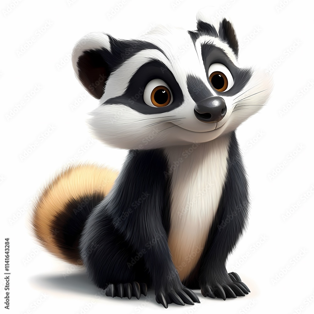 Obraz premium Majestic Badger Portrait on White Background