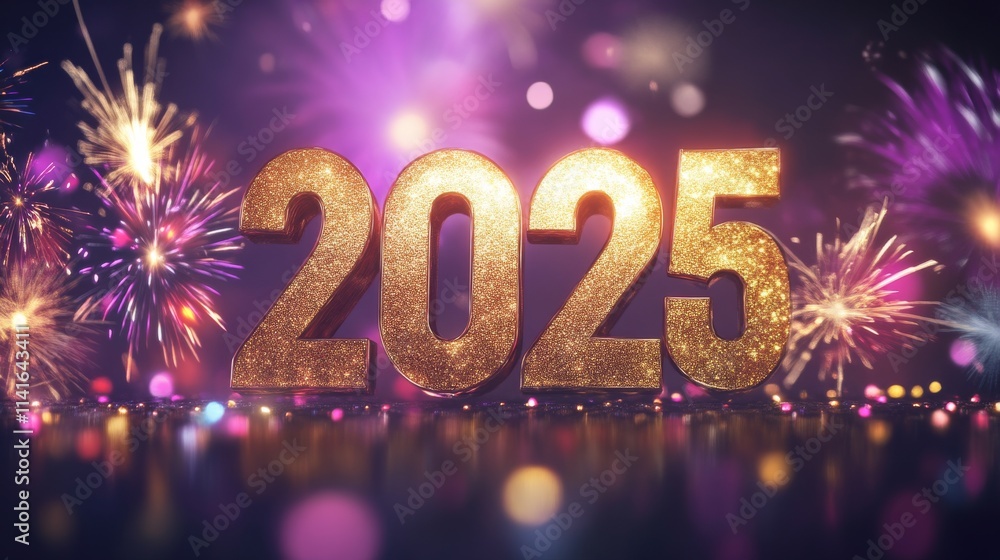 golden 2025 with fireworks celebration, new year golden 2025 with fireworks celebration, new year