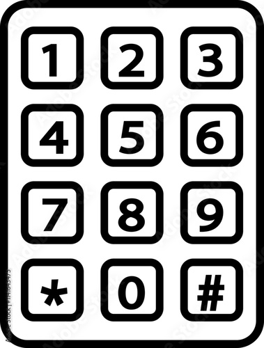 Number pad icon. Smartphone dial keypad design. Mobile phone numbers panel with numbers and letters. Dial buttons user interface display design vector isolated on transparent background.