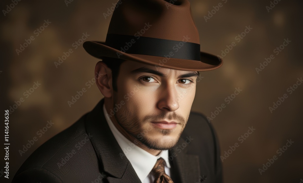 Stylish man in brown fedora hat Stylish man in brown fedora hat