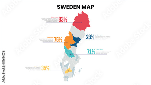 Sweden Modern Map Percentage Infographic Template Detailed infographic map of Sweden