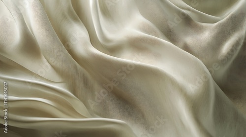 Folded waves of cream color fabric abstract background wallpaper, textured illustration softness