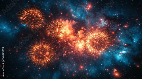 Wallpaper Mural Festive Fireworks Exploding Against A Starry Night Sky Torontodigital.ca