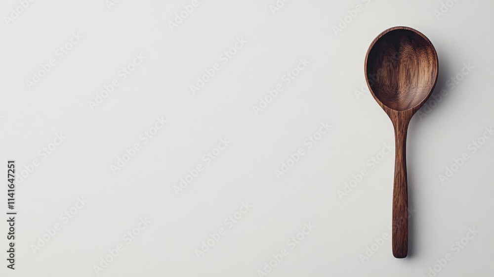 Simple Wooden Spoon on a Neutral Background Perfect for Culinary or Kitchen Themes, Representing Cooking Utensils and Natural Materials in Food Preparation Simple Wooden Spoon on a Neutral Background Perfect for Culinary or Kitchen Themes, Representing Cooking Utensils and Natural Materials in Food Preparation