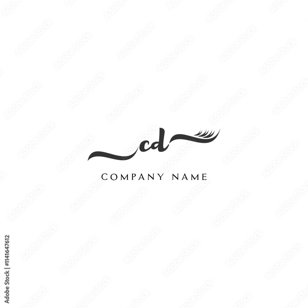 Minimalist CD Logo Design with Abstract Feather Element Minimalist CD Logo Design with Abstract Feather Element