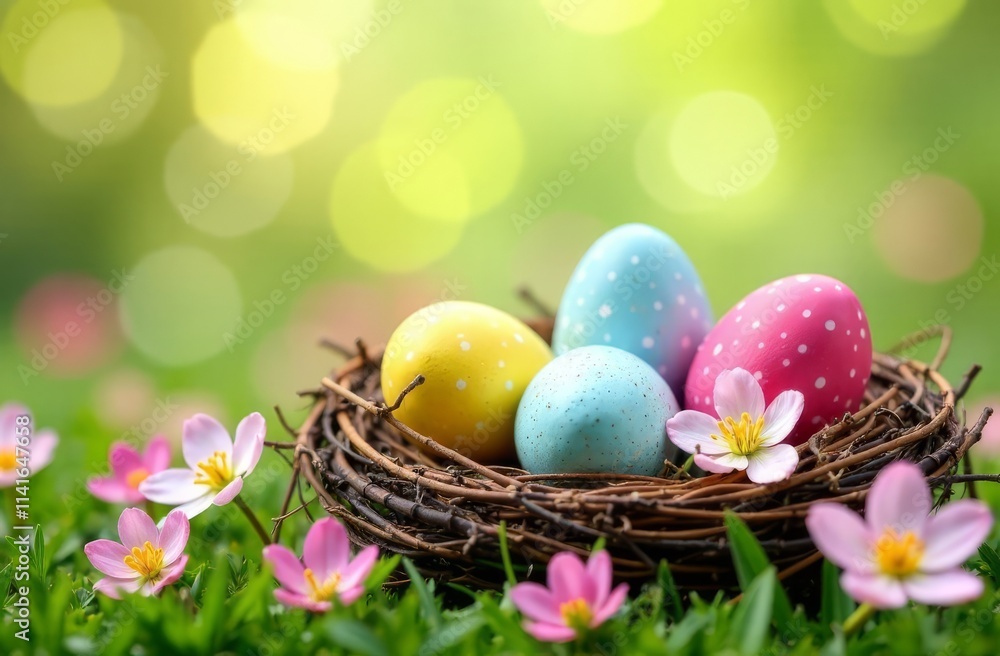 easter eggs in a basket easter eggs in a basket