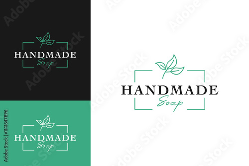 Handmade soap logo for organic product health design template vector illustration