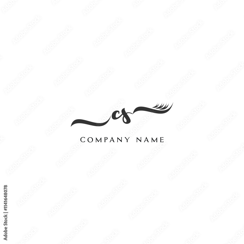Minimalist CS Logo Design with Abstract Feather Element Minimalist CS Logo Design with Abstract Feather Element