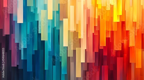 Geometric illustration with rainbow color vertical lines next to each other in a unique colorful design, abstract background wallpaper
