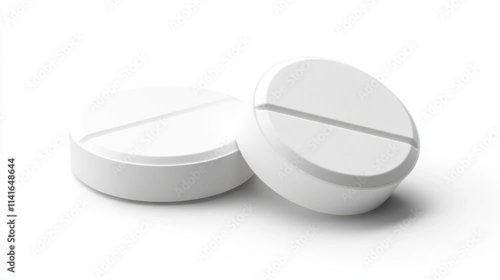 Two White Round Pills Positioned Close Together on a Plain Background Ideal for Health, Medicine, and Pharmacy Related Concepts and Themes Two White Round Pills Positioned Close Together on a Plain Background Ideal for Health, Medicine, and Pharmacy Related Concepts and Themes