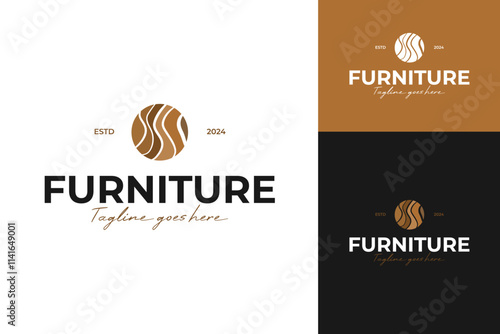 Wood furniture logo design inspiration template vector illustration