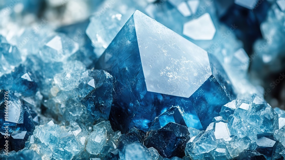 Close-up of lustrous blue crystals, exhibiting sharp facets and intricate formations. A cluster of gems showing varying shades of blue. Close-up of lustrous blue crystals, exhibiting sharp facets and intricate formations. A cluster of gems showing varying shades of blue.