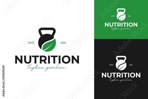 Fitness nutrition logo design template vector illustration idea