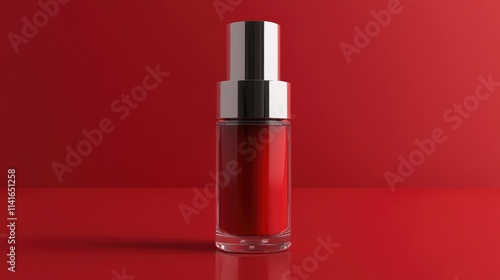 A detailed 3D rendering of a cosmetic airless pump bottle, ideal for moisturizers, serum containers, and body oils, showcasing a sleek and modern design.