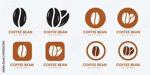 Coffee shop logo. Retro badge coffee bean with mountain natural icon line stamp logo design in vintage hipster modern style, premium coffee shop bar brand symbol icon.