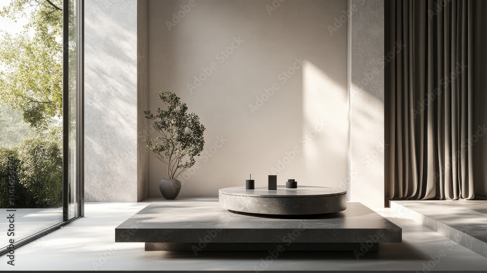 A geometric podium set in a minimal background, highlighting the product with a refined, elegant display. Perfect for luxury brand showcases. A geometric podium set in a minimal background, highlighting the product with a refined, elegant display. Perfect for luxury brand showcases.
