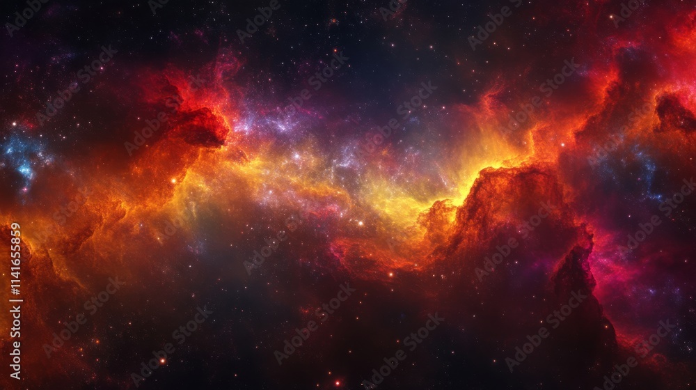Cosmic nebula with vibrant colors and distant Cosmic nebula with vibrant colors and distant