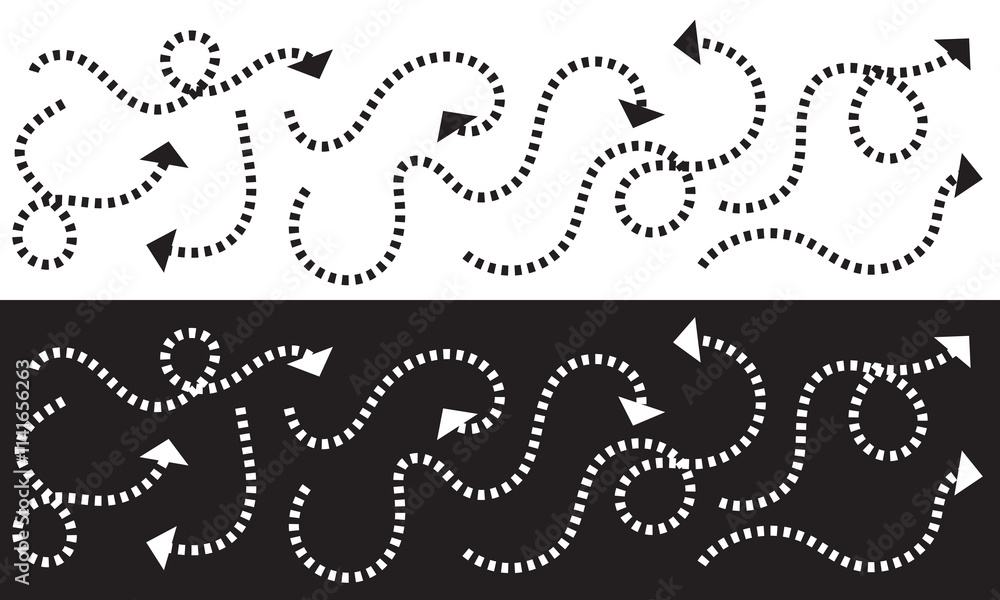 Clean dot style hand drawn doodle arrows set. Clean dot arrows style doodle set hand drawn. Curve Dotted line, preliminary. isolated on white and black background. EPS 10 Clean dot style hand drawn doodle arrows set. Clean dot arrows style doodle set hand drawn. Curve Dotted line, preliminary. isolated on white and black background. EPS 10