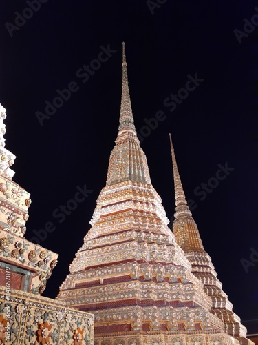 temple at night in bangkok photo