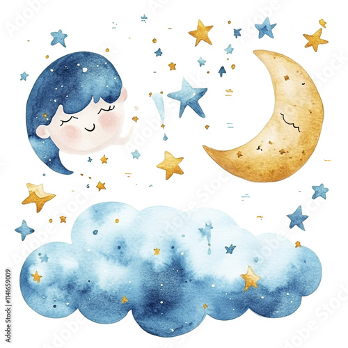 Sweet Dreams: A Watercolor Nighttime Fantasy