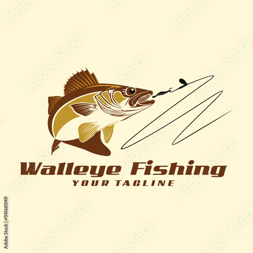 vector logo walleye fishing