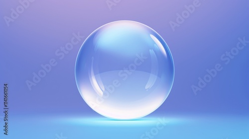 Bubble Universe - Minimalist Illustration of Large and Small Bubbles in Gradient Blue Background with Reflections and Refractive Effects