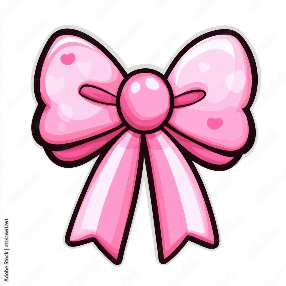 Bright Pink Cartoon Bow with Smooth Texture and Bold Outline for Creative Design Projects Bright Pink Cartoon Bow with Smooth Texture and Bold Outline for Creative Design Projects