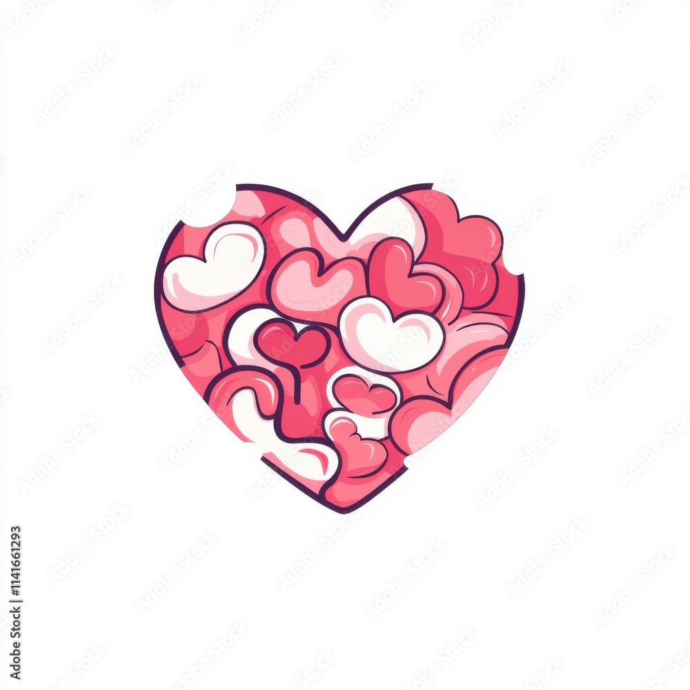 Colorful Cartoon Heart Design with Polka Dot Patterns and Expressive Shapes Colorful Cartoon Heart Design with Polka Dot Patterns and Expressive Shapes