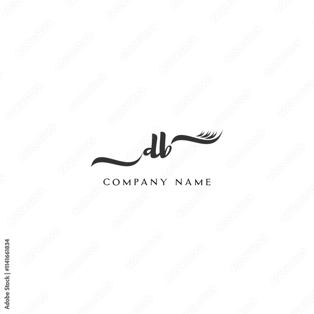 Minimalist DB Logo Design with Abstract Feather Element Minimalist DB Logo Design with Abstract Feather Element