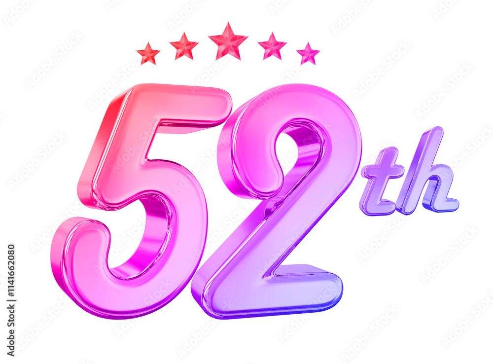 52 Year Anniversary Gradient Number 52 Year Anniversary Gradient Number