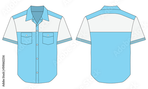 Blue and white modern work shirt template