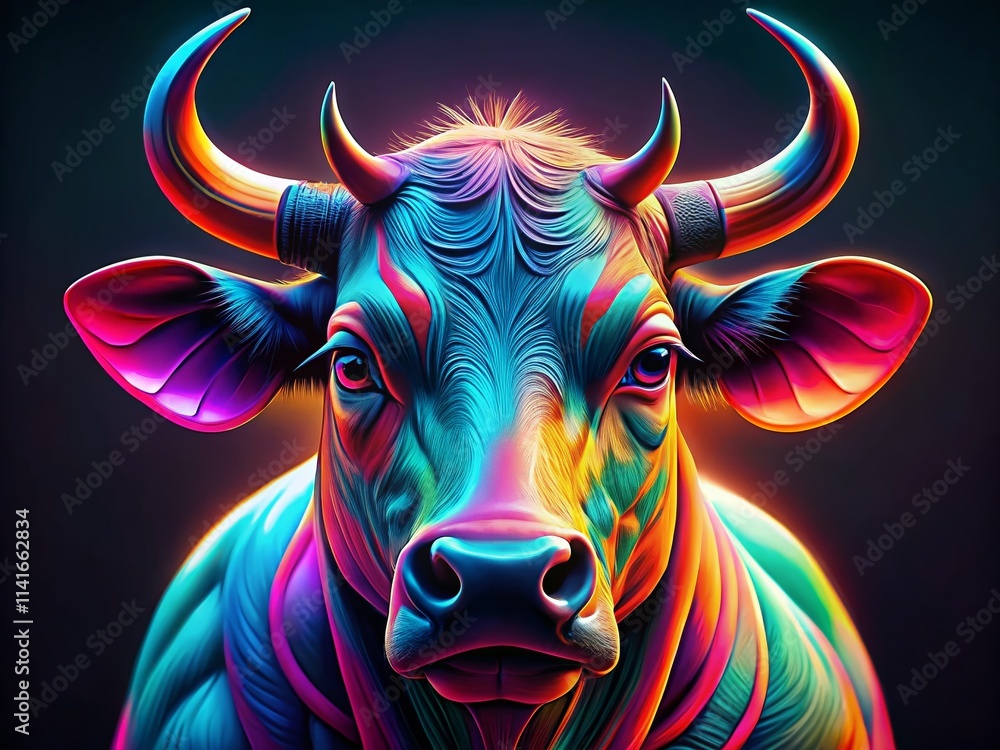 3D Chibi Vaporwave Bull Portrait - Photorealistic AI Art 3D Chibi Vaporwave Bull Portrait - Photorealistic AI Art
