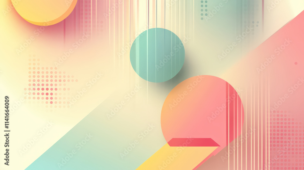 Fototapeta premium Soft pastel geometric abstract background serene calming