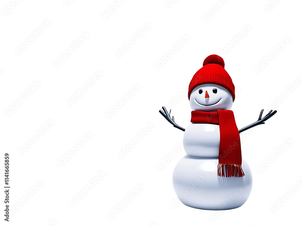 snowman with a red hat and scarf, cut out snowman with a red hat and scarf, cut out