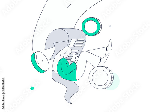 Internet financial management investment flat vector concept operation hand drawn illustration
