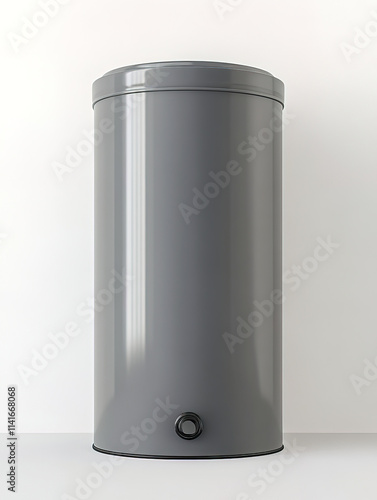 Lightweight cylindrical fiberglass water tank in gray color, ideal for storage photo